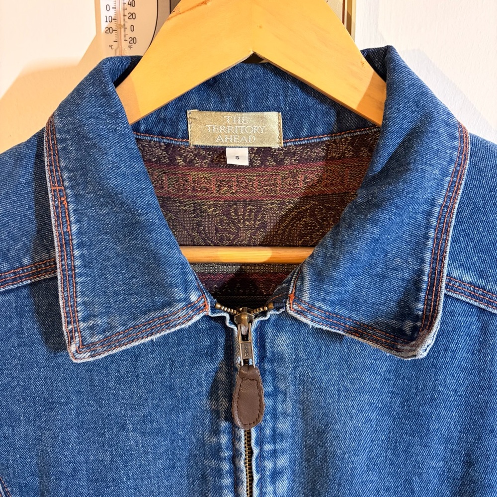 The Territory Ahead Blue Denim Jacket with Patterned Lining